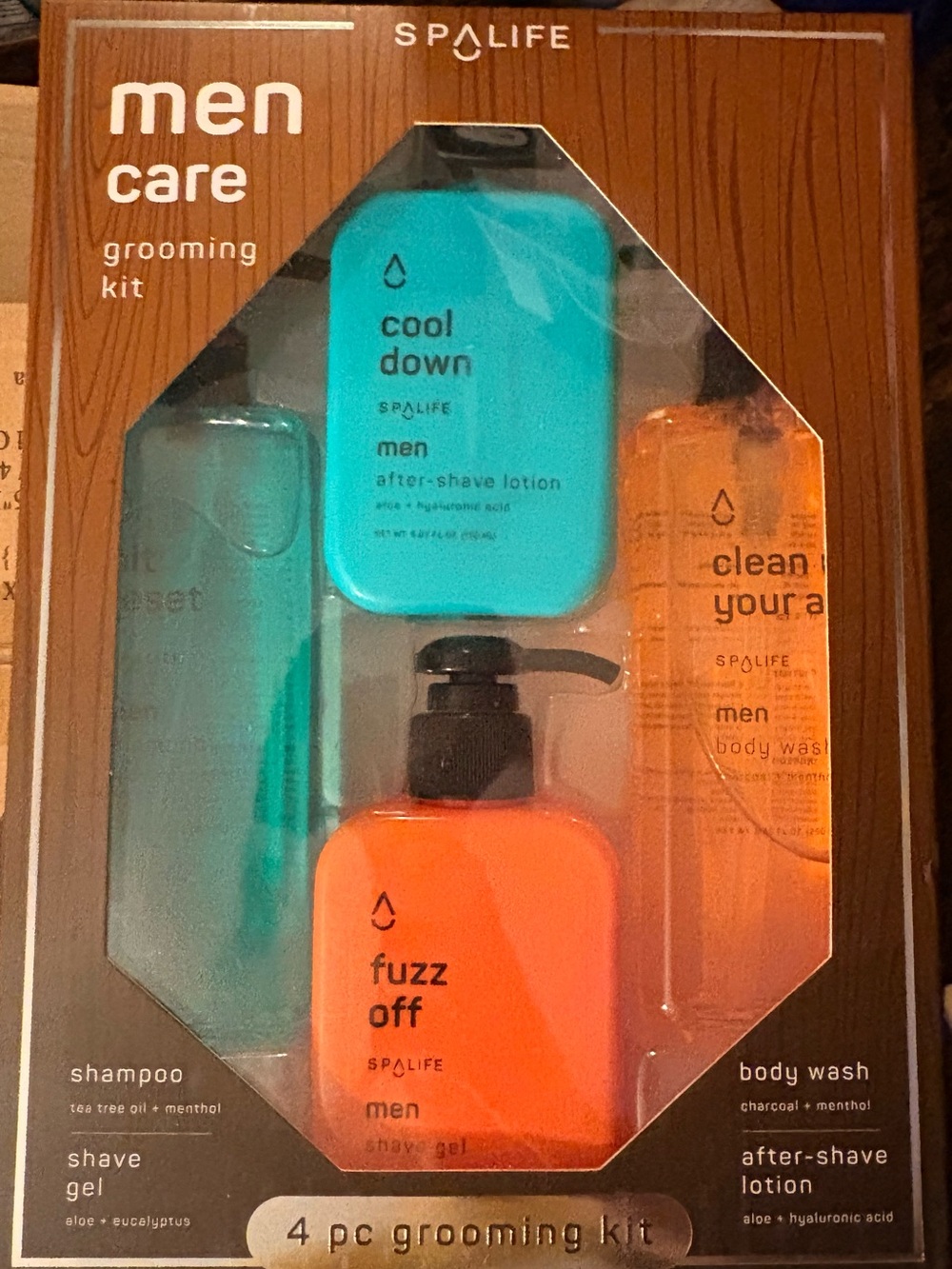 SpaLife Men Care 4-Piece Grooming Kit - Teal & Orange